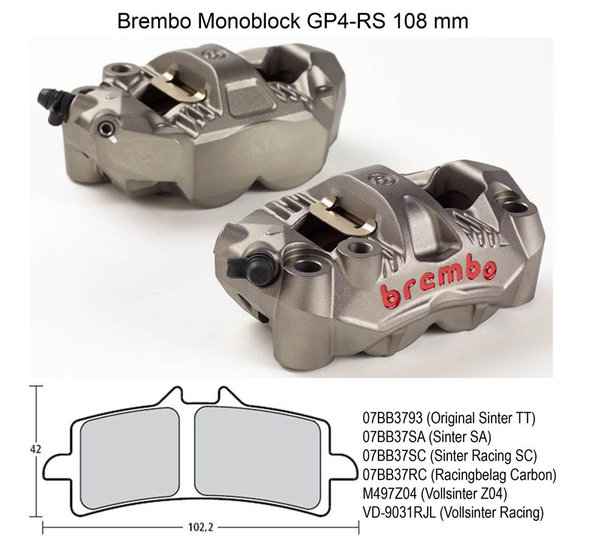 Brembo Radial GP4-RS Monoblock Bremszangen 108mm Kit li/re 220C78310