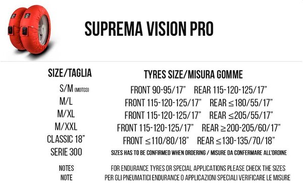 Capit Reifenwärmer Suprema Vision-Pro M/XXL Yamaha GYTR-Edition >120-125/17" u. >200-205/60/17"